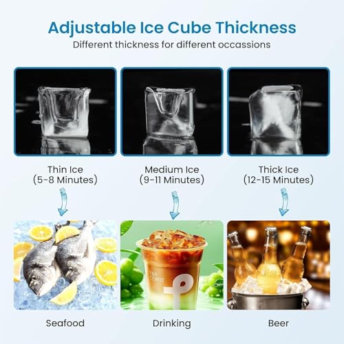 Image of GarveeHome Ice Maker Machine, Stainless Steel Under Counter 200 LB /24h Commercial Ice Maker with 55 LBS Storage Capacity, 90 Ice Cubes for Home, Bar, Restaurant, Outdoor Activities