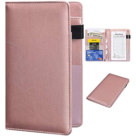 Server Books for Waitress - Leather Waiter Book Server Wallet with Zipper Pocket, Cute Waitress Book&Waitstaff Organizer with Money Pocket Fit Server Apron（Classic Rose Gold） Cover