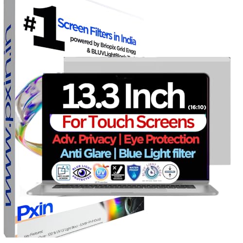 Image of PxIn 13.3 Inch (16:10) Touch Laptop Privacy Screen | Adv. StealthView | Laptop Ultra Privacy | Anti UV | Anti-Glare | Blue Light Block
