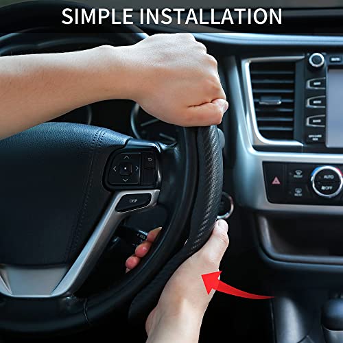 Carbon Fiber Steering Wheel Cover, Anti-Slip Steering Wheel Protector For Women Men, Universal Car Accessories Interior (Black) #TOP3