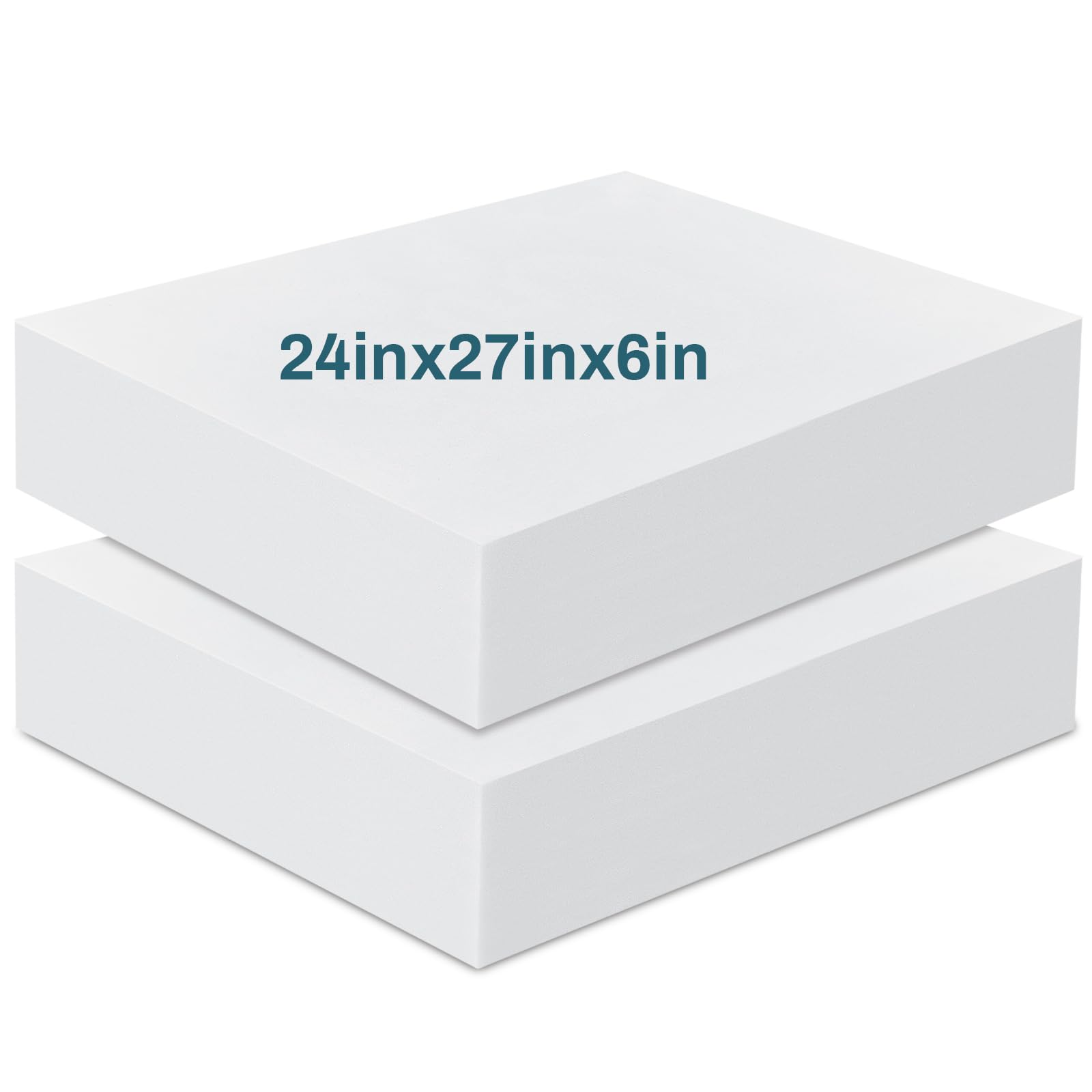 Frienda 2 Pack 6" x 24" x 27" Upholstery High Density Foam Cushion Replacement Square Cut to Size Foam Couch for Chair Couches Padding Shipping Packing DIY Cosplay Projects(White)