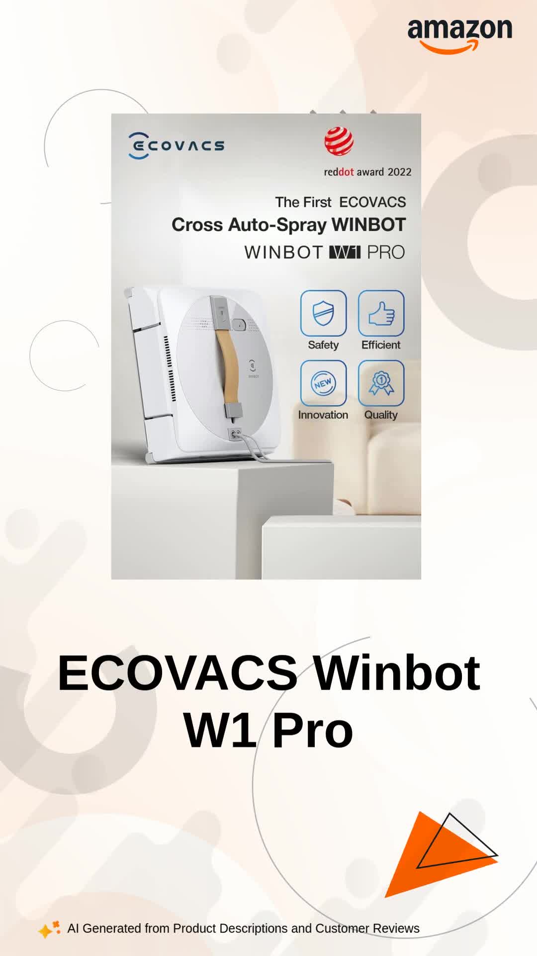 ECOVACS Winbot W1 Pro Window Cleaning Robot, Intelligent Cleaning