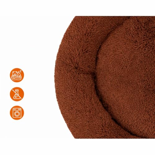 Image of ZEXSAZONE Summer Round Donut Pet Bed for Cats and Puppies Dogs Mat Cozy and Plush Raised Bedside Support Both Sides Use Like 2 in One Washable Sizes for Small Medium and Large Pets Brown Large
