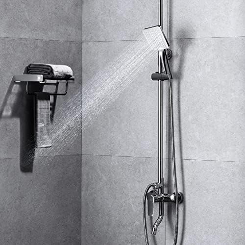 Shower Head High Pressure Power Shower Heads - YEAUPE Square Shower Head with 5 Setting Spray Mode (Shower Head Without Hose), Chrome (S5616)