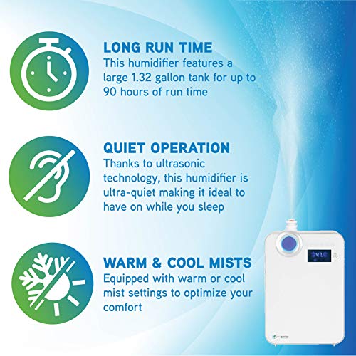 Pureguardian 10L Output Per Day Ultrasonic Warm And Cool Mist Humidifier, Large Room, Home, Office, Easy Quiet Operation, Digital Display, Auto Humidistat, Timer, Auto Shut-Off, Pure Guardian H7550 #TOP2