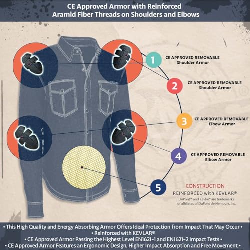 Image of Milwaukee Leather Men's Plaid Armored Flannel Shirt with CE Armor - X-Large | Plaid Armored Flannel, Removable Ce Shoulder And Elbow Armor, Aramid Reinforcement, Underarm Zipper Vents