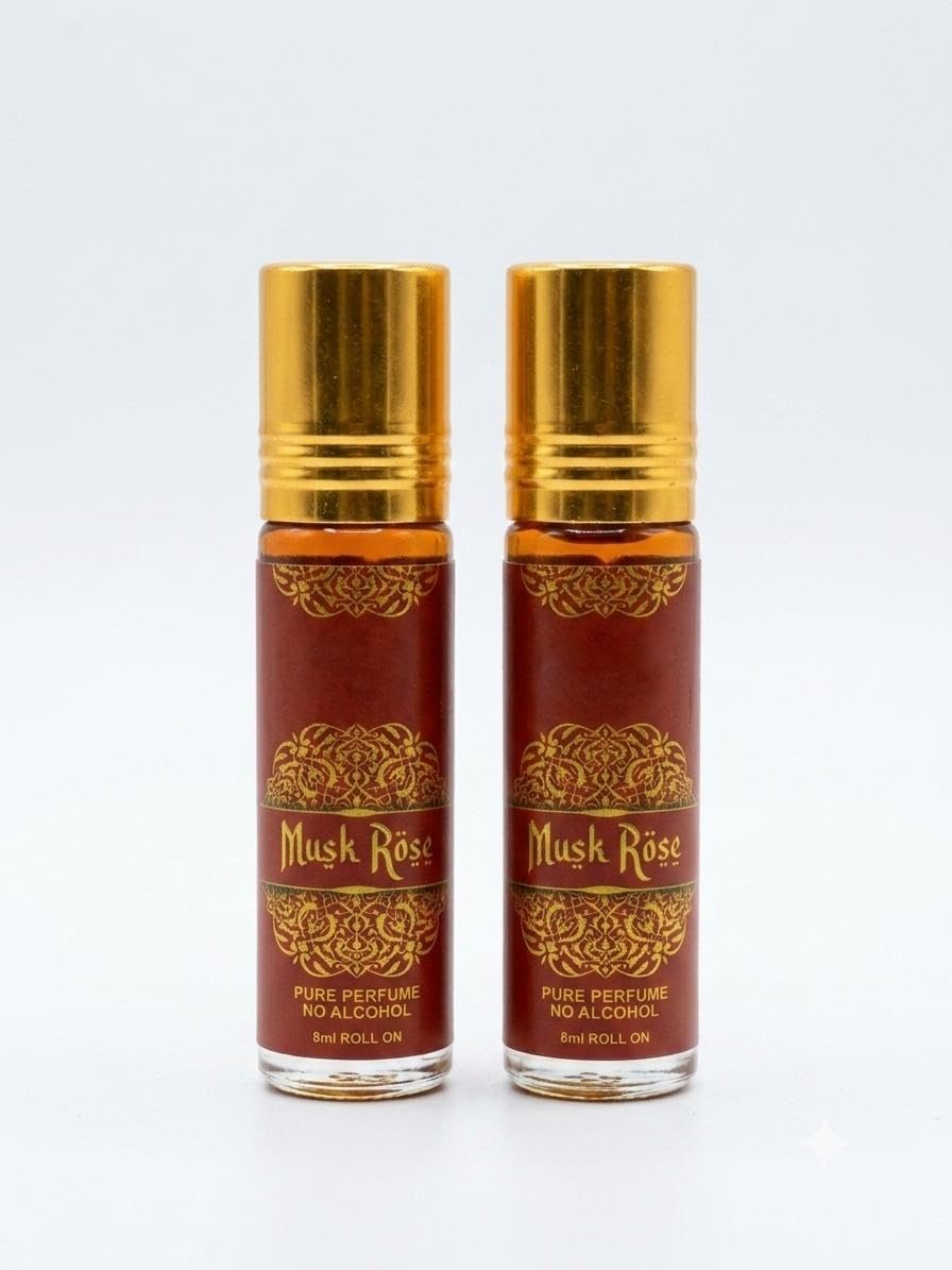 Musk Rose Pure Perfume Roll-On, No Alcohol, 8ml, Pack of 2 | Alcohol-Free Formula, Roll-On Applicator, Arabic Attar Style, Long-Lasting Scent, Portable Travel Size-image-45