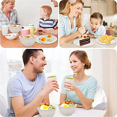 Image of 12pcs Wheat Straw Dinnerware Sets, Wheat Straw Plates and Bowls Sets for 4 Microwave Dishwasher Safe Lightweight Beige