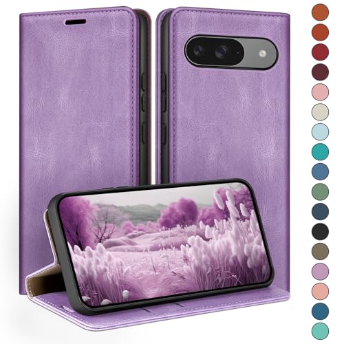 Etui a rabat Google Pixel 9 et Pixel 9 Pro cuir premium violet lilas