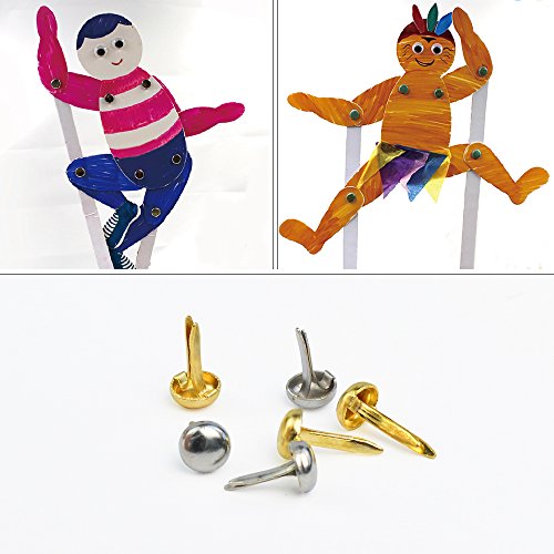 500 Pcs Paper Fasteners, Baotongle Brass Plated Scrapbooking Brads Round Metal Brads With Storage Bag For Crafts Making Diy, Gold And Silver #TOP1