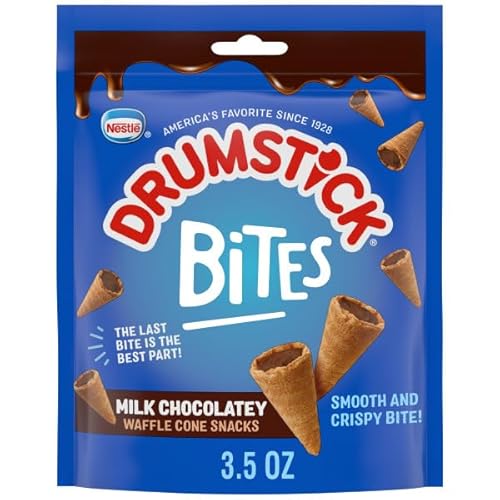 Drumstick Bites Milk Chocolatey Waffle Cone Snacks, Chocolate Dessert, Pantry Snacks 3.5 oz (Pack of 2)