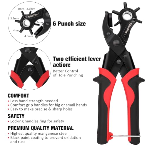 Foto de KingTool Juego de perforadores de cuero, perforadora rotativa súper resistente, herramienta para hacer varios tamaños de agujeros (imagen 4)