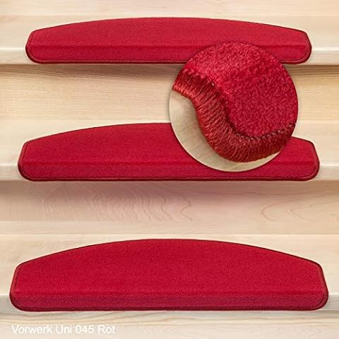 Kettelservice-Metzker® Stufenmatten Vorwerk Uni Einzeln und Sparset's Rot 18 Stück Halbrund Cover
