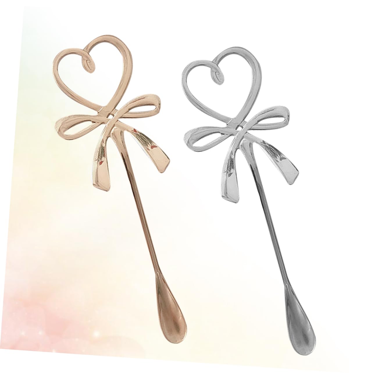 NAMOARLY 2pcs Love Coffee Spoon Golden Stirring Spoons for Coffee Set Creative Design