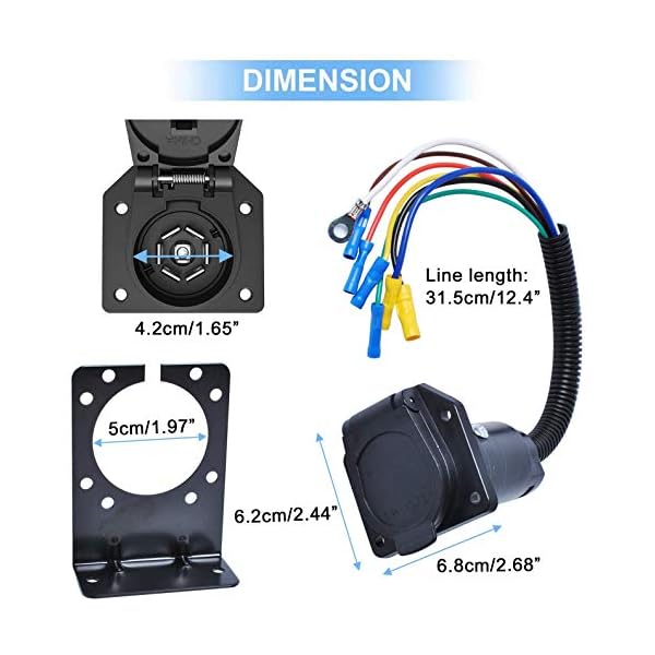 7 Way RV Trailer Light Connector Socket 7 Wire Harness Electrical Quick