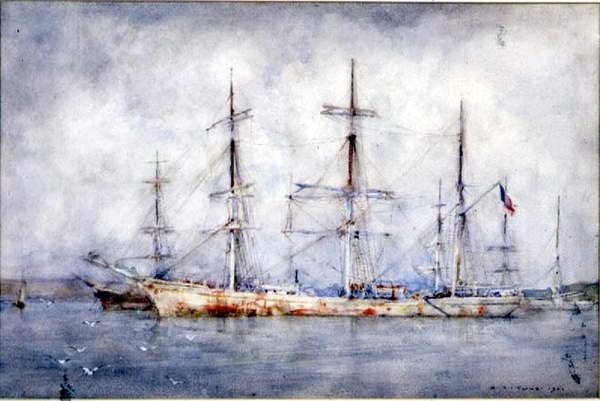 Tableau Goélette Henry Tuke impression d'art sur toile déco murale 60x90cm