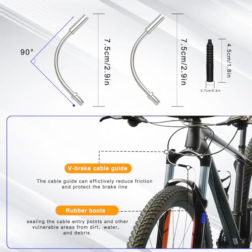 Stainless Steel Wire Cutter Bike Brake and Shifter Derailleur Cable Housing Kit, Universal Standard Bicycle Transmission Line with Bike Cable End Caps for MTB Mountain Road Bikes Repair, Professional - Thumbnail 6