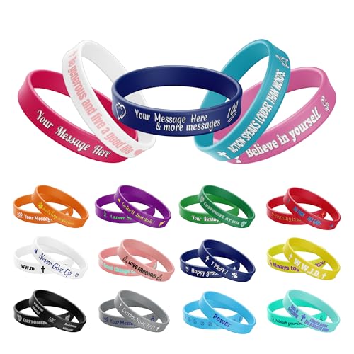 KiiToys 10-5000Pcs Custom Rubber Bracelets, Personalized Customizable Silicone Wristbands...