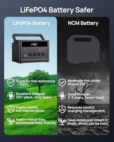 Image of Portable Power Station 1000W (2000W Peak), 576Wh LiFePO4 Battery Solar Generator, 1.8H Fast Charging, Emergency Backup for Home Use, RV Camping, Road Trip (Solar Panel Optional)