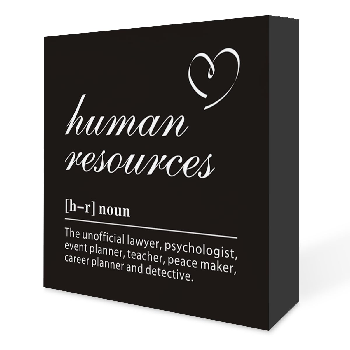 HR. Office Decor,Human Resources Sign,Office Wooden Box Signs with Sayings Desk Decoration Office Desk Shelf Decor Sign 5x5 Inch
