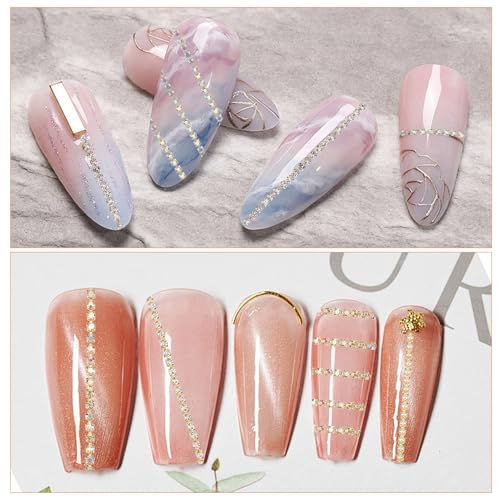 NICENEEDED 6 Strips Nail Chains, 3D Nail Art Charms Gold Nail Charms Nail Metal Punk Nail Studs, Jewelry Accessory Nails Supply for Women DIY Manicure Tips Decor - Image 6