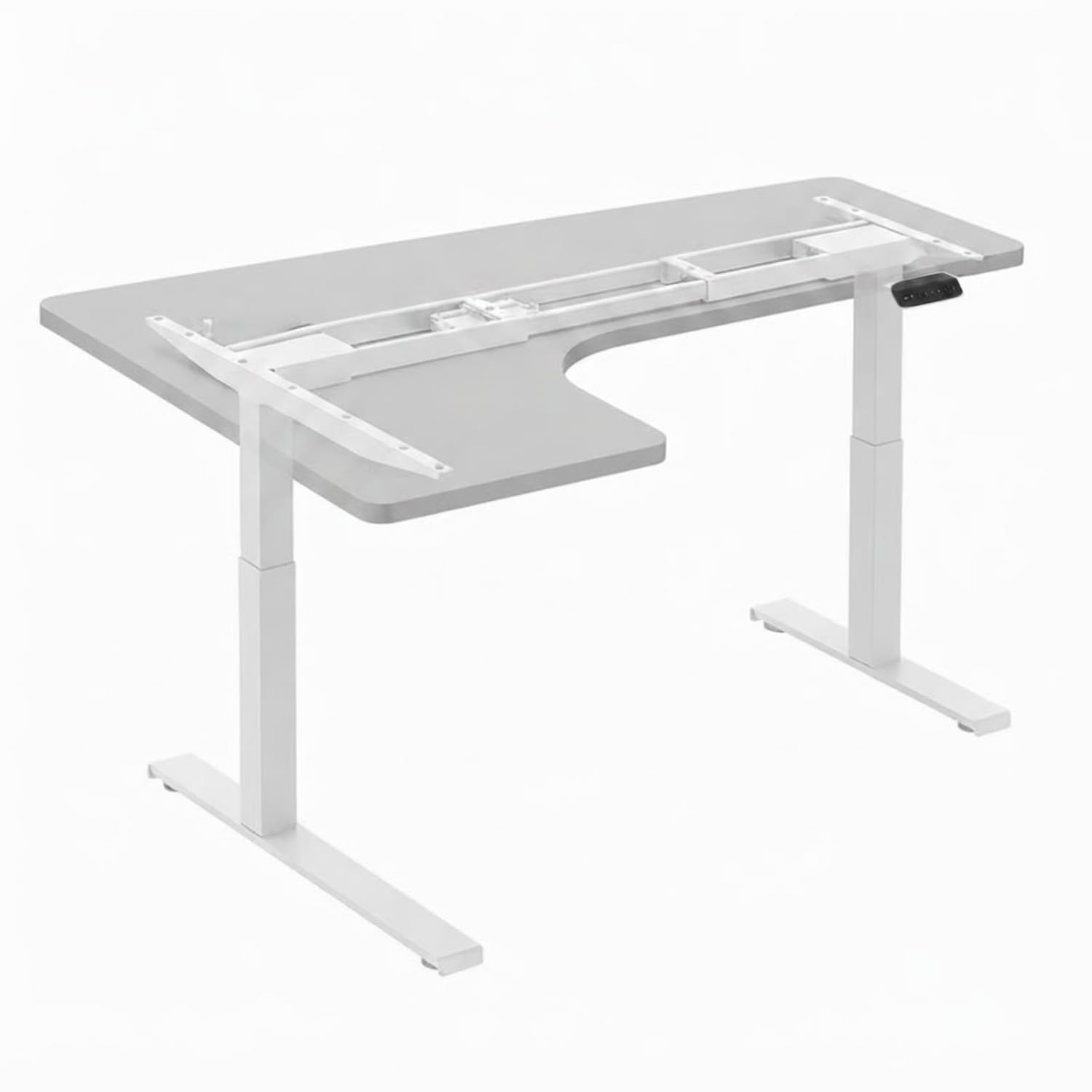 Height Adjustable Desk Frame - Electric Standing Desk Base with Anti-Collision, Low Noise Motors, Best for Work from Home (White, Dual Motor - L Shape)-image-13