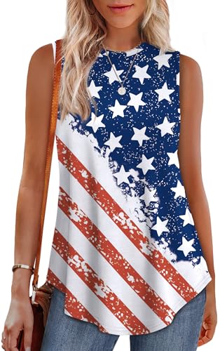 4th of July Shirts Women Sleeveless Tops Patriotic Shirts for Women Womens Tank Tops Loose Fit XXL