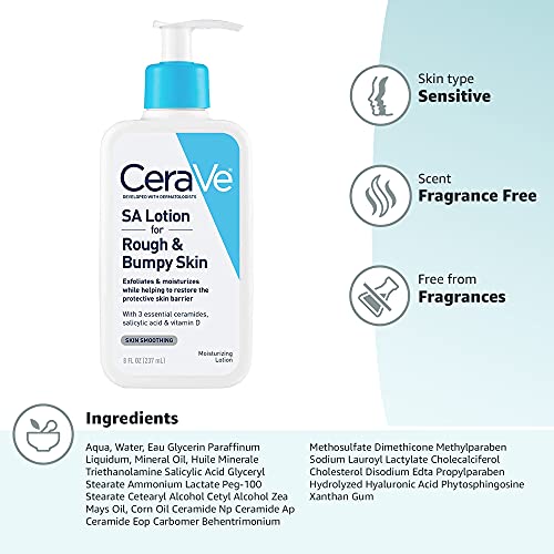 image for CeraVe SA Lotion for Rough & Bumpy Skin, Vitamin D, Hyaluronic Acid, L