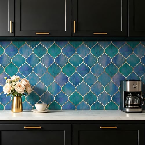 Papier peint autocollant marocain bleu et doré chic et durable