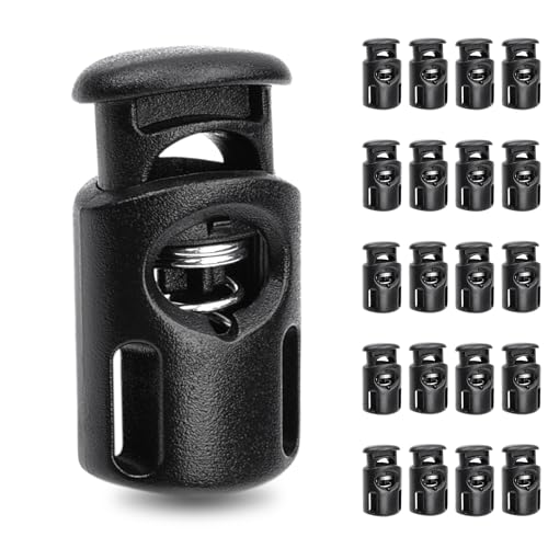 20 PCS Plastic Spring Cord Locks Paracord Toggle Stopper Clasps for Drawstring Sweatpants Hat Hoodie String Clip Elastic Shoeslace Lock Swim Goggles Replacement Accessories