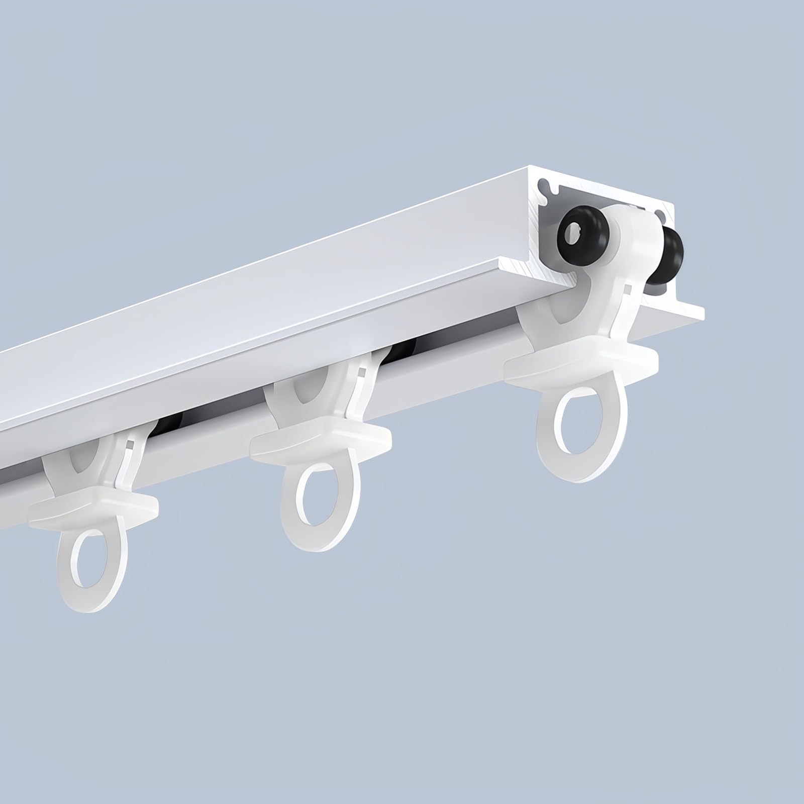 Rail Rideaux Invisible Encastré, Rail De Rideau Robustes Avec Silencieuses Roulettes, Rail De Plafond En Aluminium Pour Séparation De Pièce De 70 À 600 Cm(White,6.0FT/180CM)