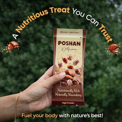 Image of POSHAN Women's Nutrition Datefusion Protein Bar, 40 g | 8g Protein with 4G Fiber |No Added Sugar, 100% Vegetarian & Gluten-Free| Made with Dates, Ragi and Superfoods| No Trans Fat| Pack of 1