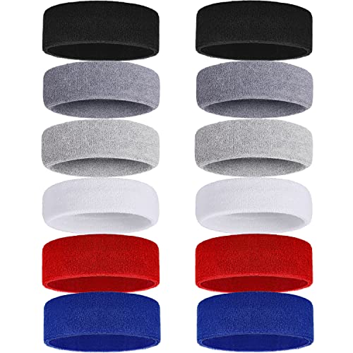 Image of Bememo 12 Pcs Sweatbands Sport Headbands for Men & Women Basketball Headband Sport Competitions Sweat Headbands Running Terry Cloth Moisture Wicking for Yoga,Tennis,Gym,Exercise
