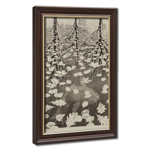 Impression d'illusion d'optique M.C. Escher sur toile WCYB Three Worlds pour bureau