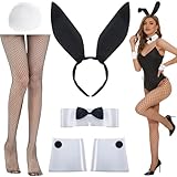 Yanrunce Costume de Lapin Femme, accessoire de lapin, costume de lapin, costume de lapin Playboy pour adulte, Ensemble Tenue de Lapin pour Cosplay, Fête de Noël et Pâques