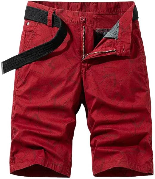 Men's Summer Solid Cotton Outdoor Cargo Leisure Shorts Buttons Straight Comfortable