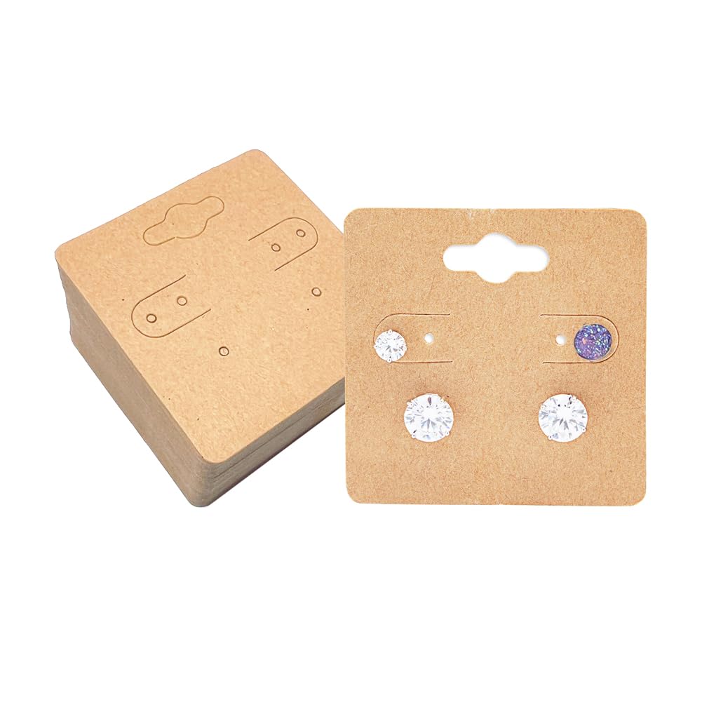 QUUPYSTORE 100Pcs Earring Cards 2 inch Kraft Earring Display Cards Blank Papaer Cards with 6 Holes Jewelry Display Cards for Selling Hanging Earring Jewelry DIY Crafts