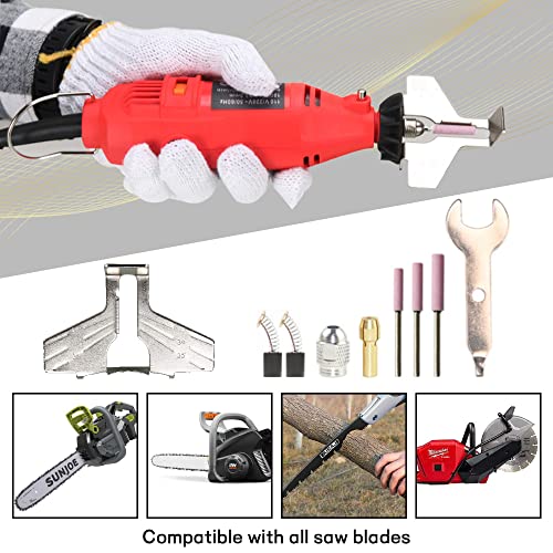Miniatura 6 de Kit De Afilador De Cadenas De Motosierra Inalámbrica 180w Eléctrica Molino De Troquelado Herramienta De Molienda Afilador De Amoladora De Cadena De Mano Rojo