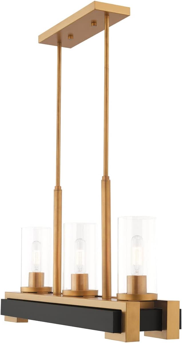 Livex Lighting 41073-26 Linear Chandelier, Aged Gold, 17.50x28.00x8.00