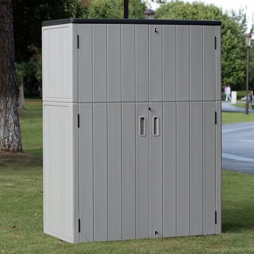 Image of Mrosaa Outdoor Storage Shed Waterproof,Resin Storage Sheds Outdoor with Floor,Outdoor Storage Cabinet for Garage Storage, Pool Storage, Bike, Garden (57Cu.ft)