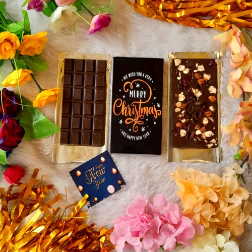 Image of Expelite Merry Christmas and Happy New Year Chocolate Gift Bar 100 Grams Merry Christmas and Happy New Year Chocolate Gift for Girlfriend Wife Kids Boys