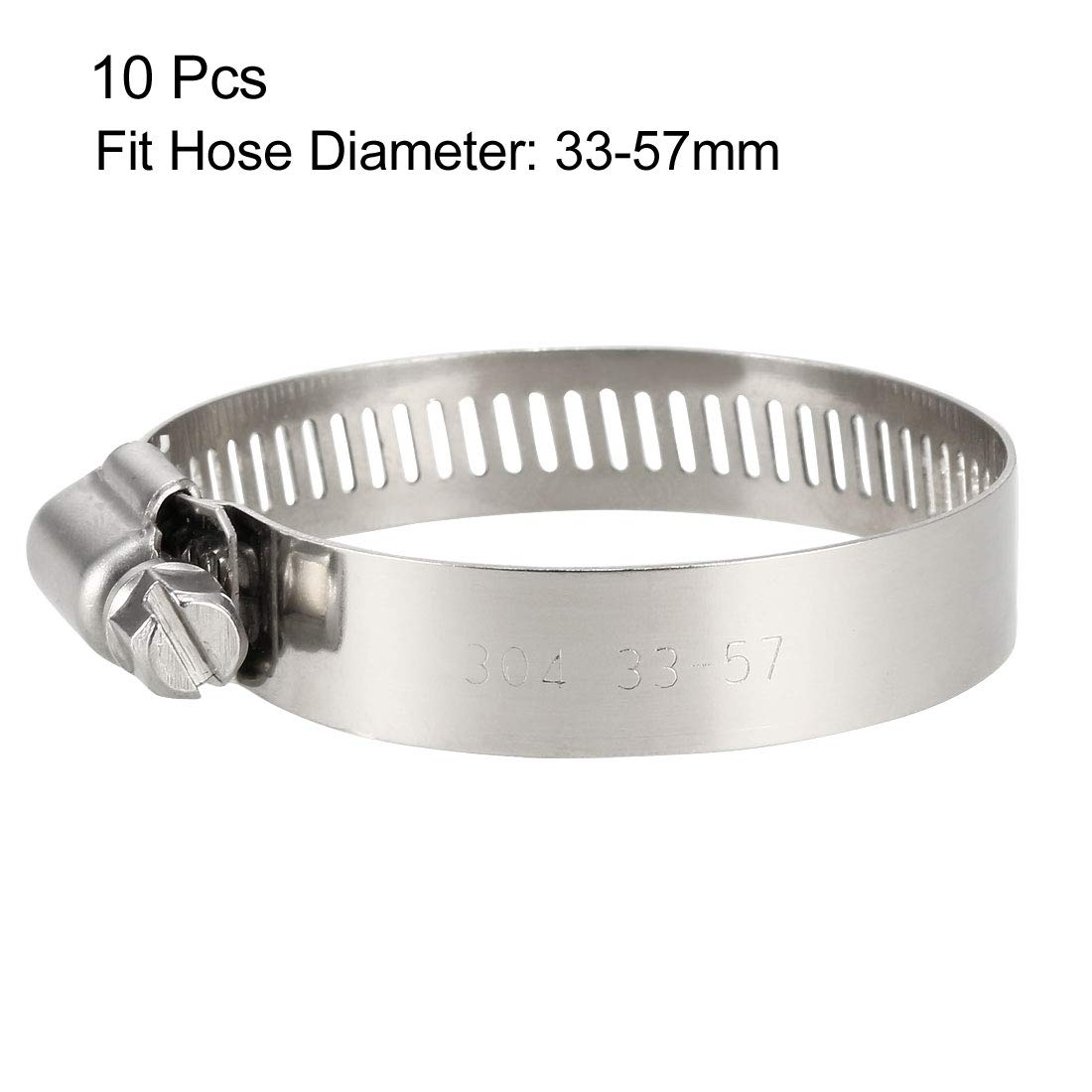 uxcell 33-57mm Gear Hose Clamp, 304 Stainless Steel Fuel Line