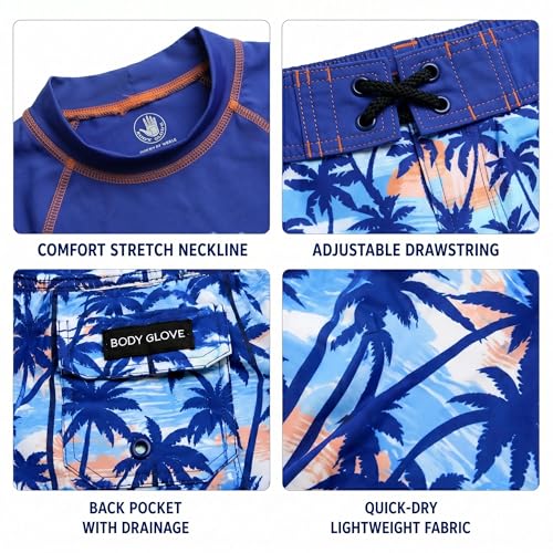 Image of Body Glove Boys Swim Set - 2 Piece Boys Swim Trunks with Rash Guard UV Protection Swimsuit Kids Bathing Suits (Sizes 4-12)