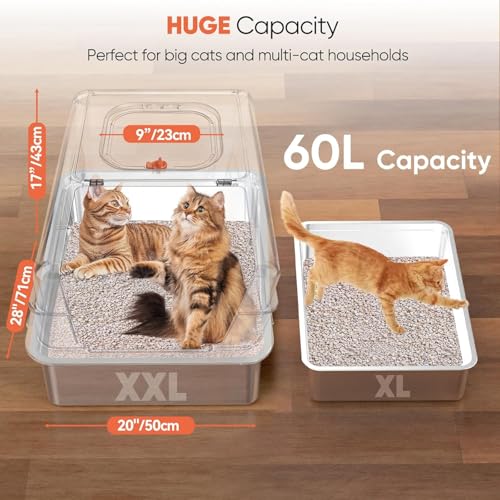 Arenero de Acero Inoxidable XXXL con Tapa para Gatos Grandes miniatura 2