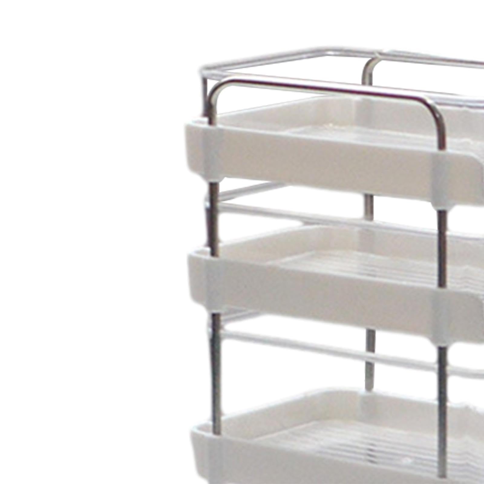 1/6 Casa delle Bambole Organizzatore di Contenitori Scaffale Elettrodomestici da Cucina Artigianato Miniatura Carrello Portaoggetti con Ruote per, Bianco