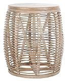 SAFAVIEH Home Collection – Maui Grey & White Washed Rattan Drum Accent Table...