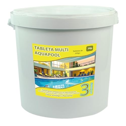 Pastillas de Cloro multifunción 200 Gramos 3 acciones 5 KG - Apto para Liner no Contiene Cobre