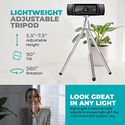 Logitech Webcam C920 Hd Pro Bundle With Tripod, Privacy Shutter & Cleaning Cloth - Privacy Cover Computer Webcam Microphone - 1080P Streaming Wide Angle Video Camera - 1080P Desktop Web Camera #TOP5