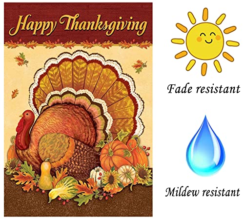 Thanksgiving Flag, Thanksgiving Day Double-Sided Burlap Garden Flag 28 X 40 Inches Thick Non-Fading Burlap Fabric Best For Thanksgiving Day Decoration 1 Pack #TOP3