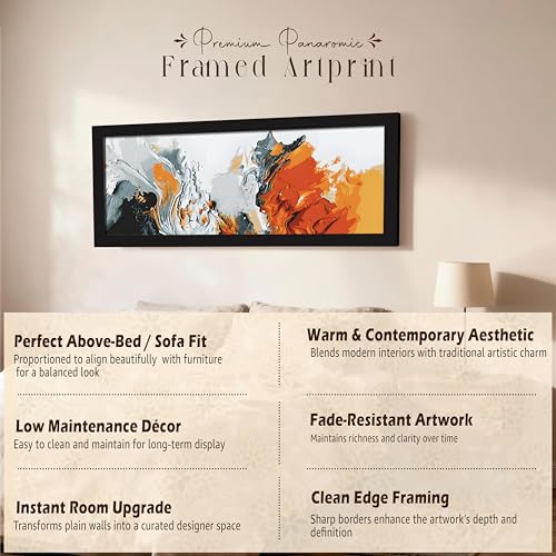 Image of PAINTINGMANTRA Multicolor Abstract Modern Wall Art Framed Luxury Paintings for Home Decoration, Living room, Bedroom and Office Decoration (99x38 CM)